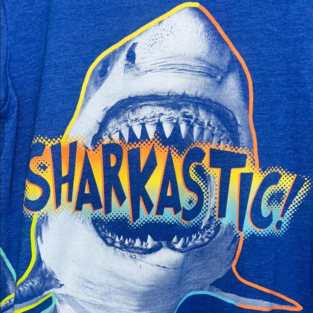 Sharkastic! Boys' Long Sleeve Graphic Tee - Blue - Picture 3 of 4